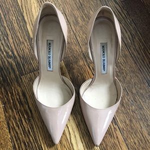 Manila Blahnik Nude Patent D’orsay Pump